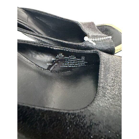 DKNY Black Leather Gold Detail Sandals Heels Size 5.5 - Picture 3 of 7